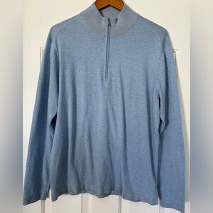 Raffi Men’s Cotton Cashmere 1/4 Zip Sweater Light Blue Size L